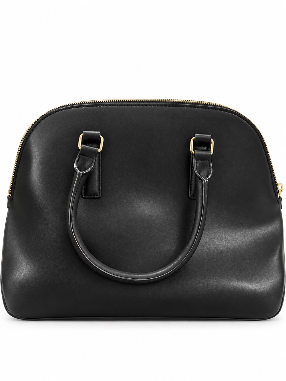 A New Day Black Dome Satchel Handbag Gold Hardware